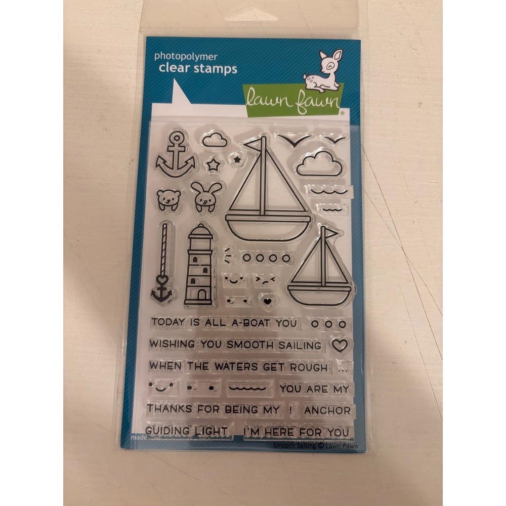 Lawn Fawn Smooth Sailing Clear Stamps Nautical Sailboat Lighthouse LF1965 NEW